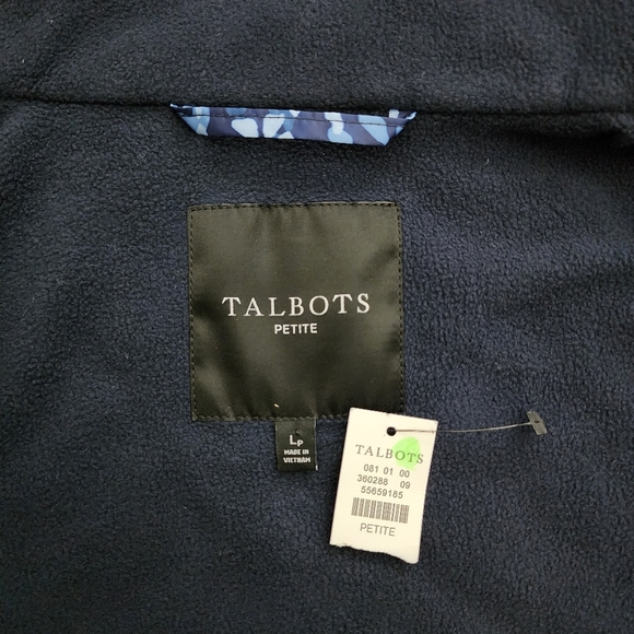 NWT Talbots Quilted Blue Abstract Leopard Diamond Print Vest Size Large Petites - Picture 8 of 16